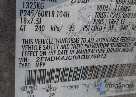 2010 Ford Edge Sel z USA, uszkodzony, nr VIN 2FMDK4JC9ABB76813